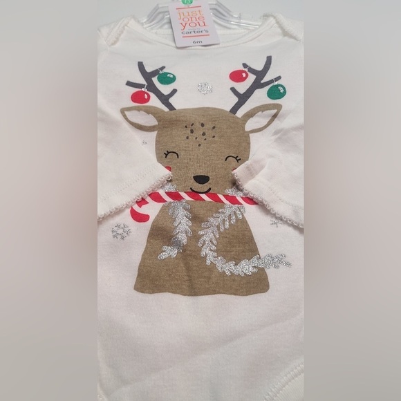 Just One You made by Carter’s Baby Girl Christmas Outfit Reindeer Size 6 Months - Picture 4 of 5